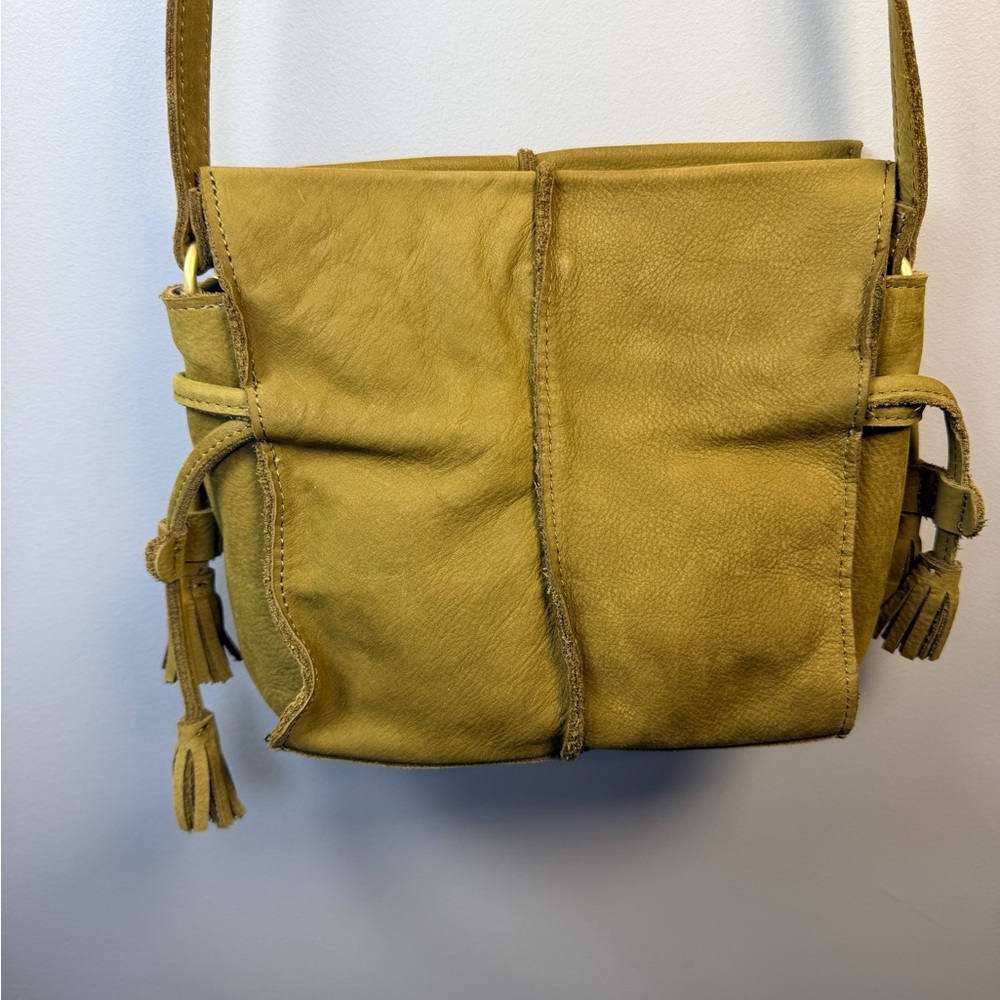 Anthropology Miss Albright Olive Green Suede Crossbody Bag